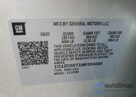 2021 Chevrolet Malibu Lt from USA, damaged, VIN 1G1ZD5ST1MF004585